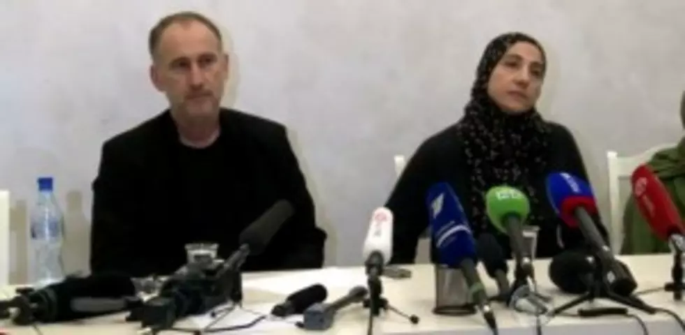 (L-R) Anzor & Zubeidat Tsarnaev, parents of Boston Marathon bombing suspects at a Russian press conference